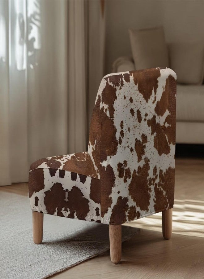 Luarisgur Armless Chair Cover Brown Cow Print Accent Chair Covers Without Arms Stretch Spandex Armless Chair Furniture Protector Covers for Living Dining Room Hotel Office - Image 5